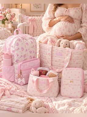 LoveShackFancy x Target 4pc Pink Mom Diaper Hospital Bag Set NWT